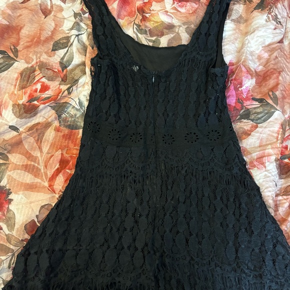 Black Lace Summer Dress with Lace Design, Slip, Back Zipper - Picture 3 of 11